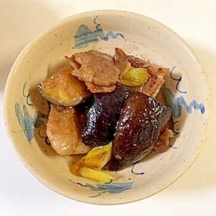 豚バラとナスと長ねぎの めんつゆ炒め
